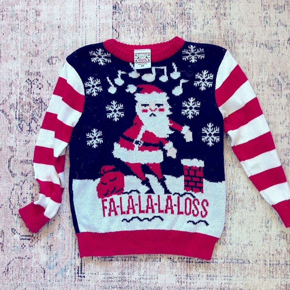 Well Worn Red and White Santa Sweater